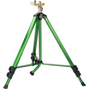 Impact Sprinkler on Tripod Base, Heavy Duty Adjustable Zinc Sprinkler Head for Lawn Yard Garden, 360 Degree Large Area Irrigation, 3/4" Connector Extension Legs Flip Locks