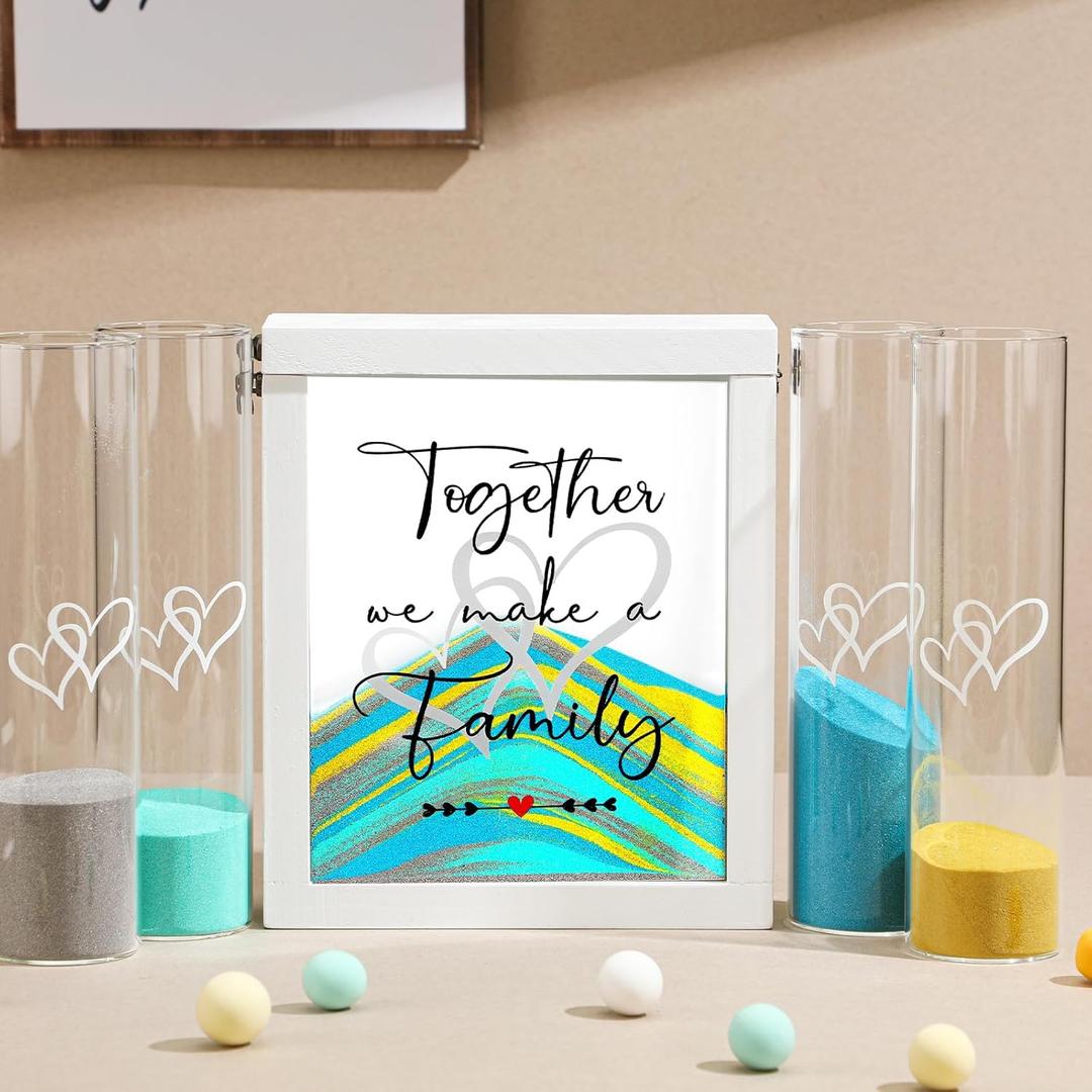 Anglechic Wedding Unity Sand Ceremony Kit with Wood Box 4 Ceremony Vase 4 Wedding Sand Function Sets for Marriage Bridal Party (Classic Color)