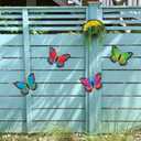 Oraytteo Metal Butterfly Wall Decor, 4pcs Butterflies Wall Art Hanging Sculptures for Outdoor Indoor Fence Patio Yard Tree Garden Home Decorations, Housewarming Gift for Mom Friends