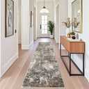 2x10 Washable Hallway Runner Rug Non-Slip Stain-Resistant Low-Pile Long Carpet Runner for Kitchen Entryway Living Room Bedroom Bathroom, Modern Abstract Neutral (Brown Beige,2x10)