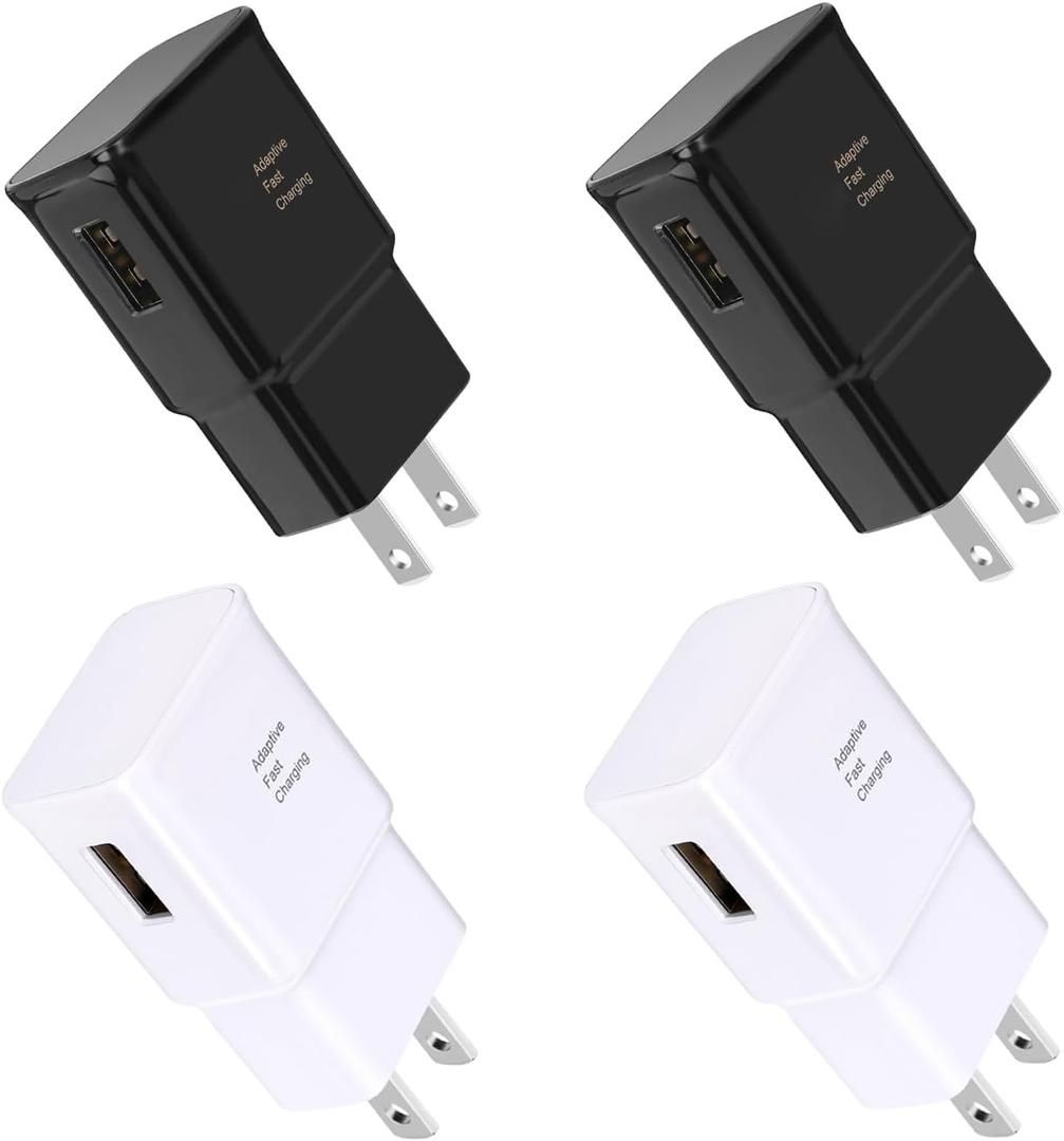Fast Charging Block USB Wall Charger Plug Travel Adapter Plug Android Phone Charger for Samsung Galaxy S23/S22/S22 Ultra/S21/S20/S10/S9/S8/S7/S6 Edge/Note 10 9 8 Quick Charger,Cell Phone Charger (Black/White)