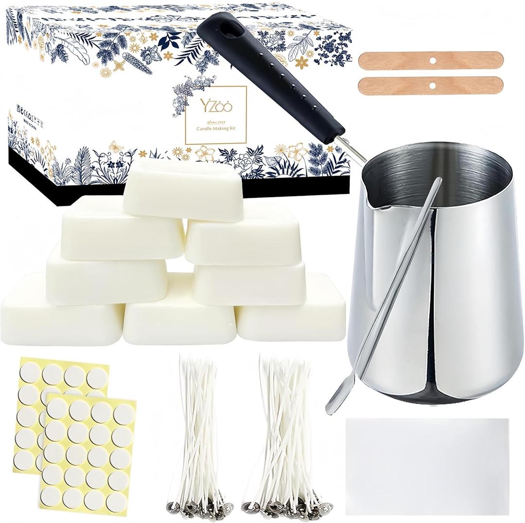 Candle Making Kit for Adults Beginners,Candle Making Supplies Include Soy Wax for Candle Making,Candle Wax Melting Pot,Candle Wicks Stickers,Magic Paper and More-DIY Candle Kit,Full Crafts for Adults