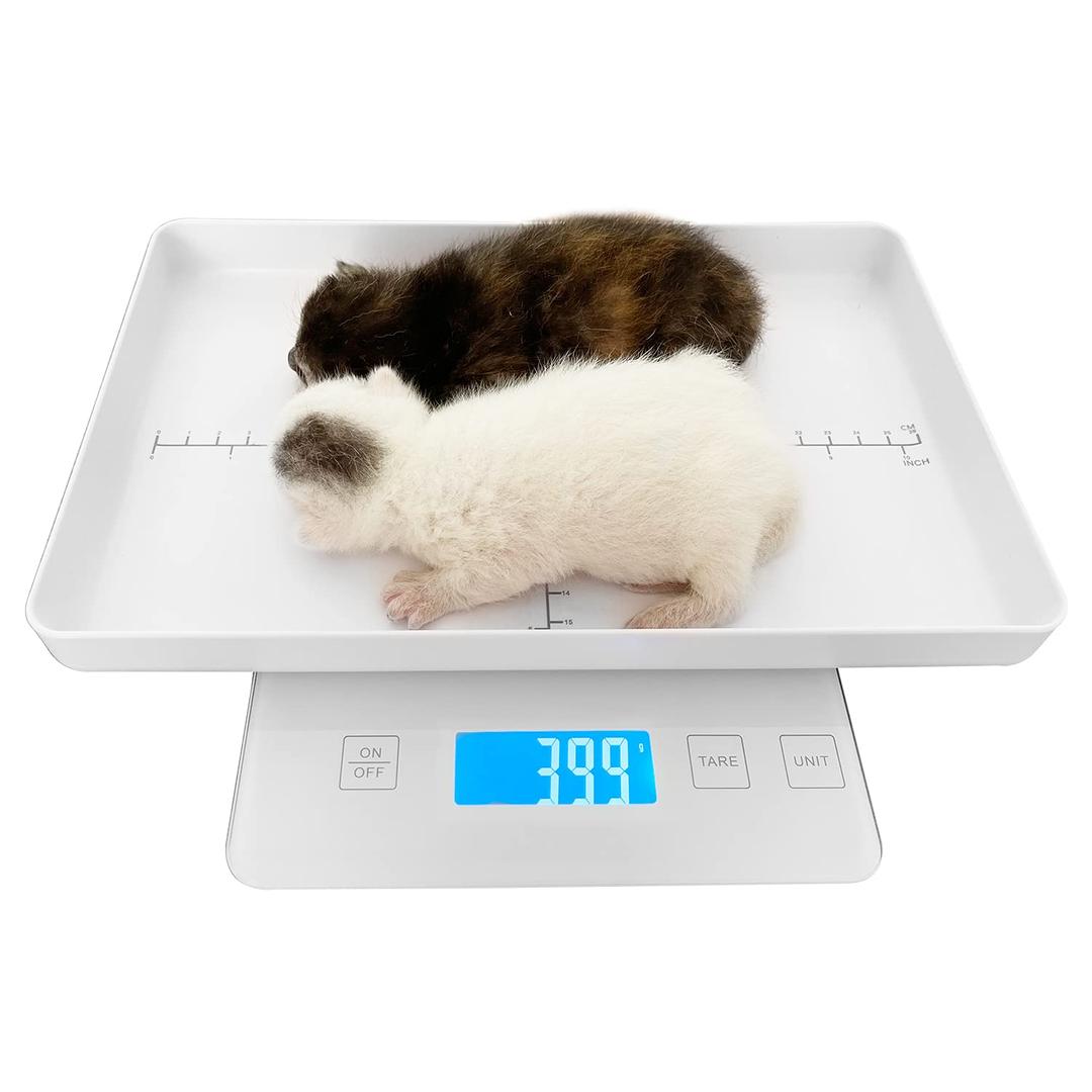 Digital Pet Scale for Small Animal, Whelping Scale, Mini Precision Gram Weight Balance Scale, High Precision 1g, Suitable for Newborn Pets (White)