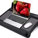 Extra Large Lap Laptop Desk- Home Office Portable LapDesk with Mouse Pad & Wrist Rest for Notebook/MacBook/Tablet, Sofa Bed Working, Writing, Drawing (Carbon Black, Fit Up to 17-inch Laptops)