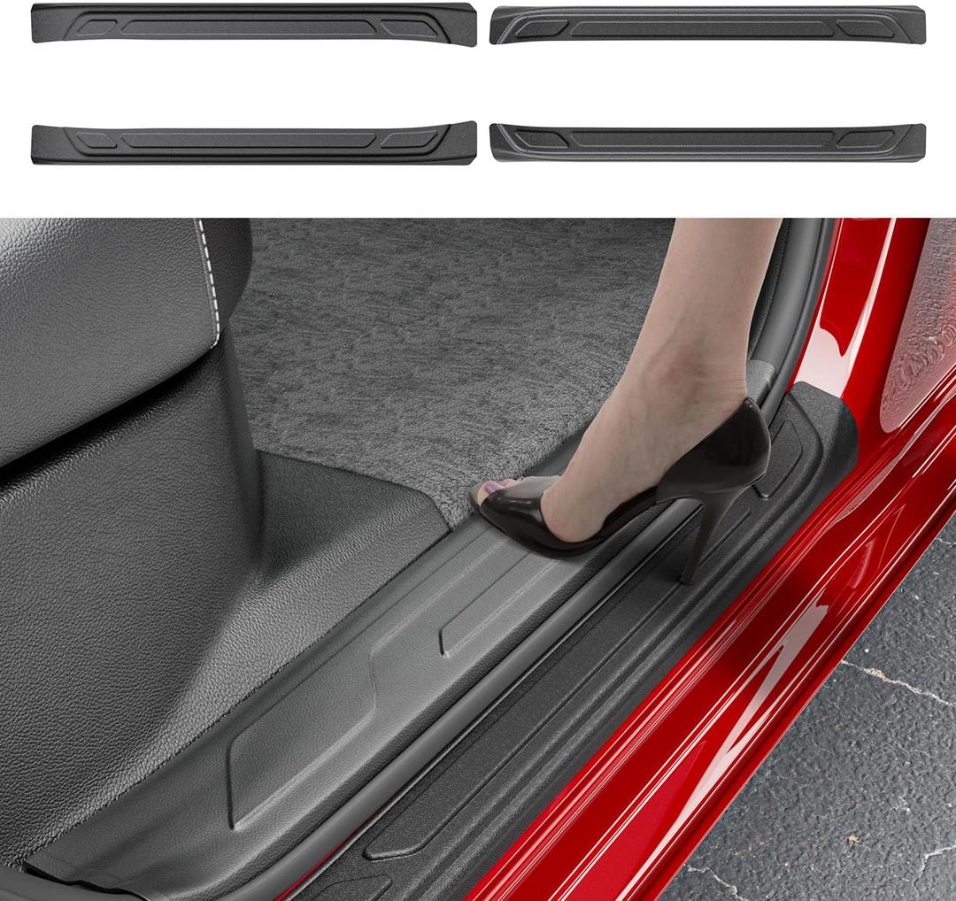 powoq Exterior Door Sill Protector Compatible with 2022-2026 Toyota Tundra Door Sill Guard TPE Car Threshold Protector Entry Guard Replacement for 2022-2026 Toyota Tundra Accessories