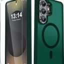 YENAPOON for Samsung Galaxy S26 Ultra Case, Matte Magnetic Phone Cover [with 1 Screen Protector] [Support for MagSafe] [Shockproof Military Grade Protection] Translucent Frosted Back, Dark Green