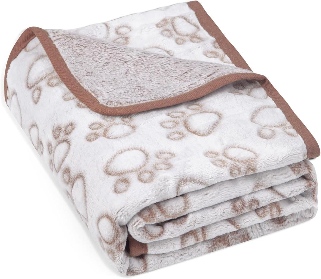 Stuffed Brown Soft Dog Blanket for French Bulldog Gifts, 32x40 inches, Premium Brown Flannel Fleece Blanket, Newborn Puppy Kitten Boy Essentials