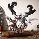 Halloween Table Centerpieces Decorations Witch Boot and Pumpkin Artificial Flowers Halloween Tabletop Decorations for Home Kitchen Indoor Haunted Party Decoration 12x17 Inch