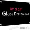 Black Glass Dry Erase Whiteboard, 18" x 24" Frameless Glass White Board for Home, School, Office, Black Surface