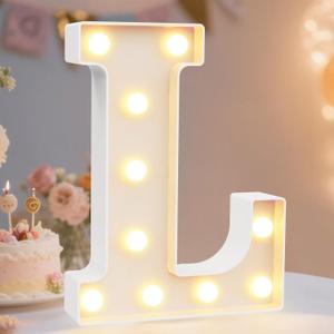 Pooqla LED Marquee Letter Lights Sign, Light Up Alphabet Letter for Home Party Wedding Decoration L (Warm White)