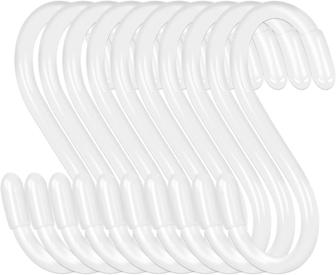 30 Pack 3 Inch White S Hooks,Vinyl Coated Heavy Duty S Hook for Hanging Plants,Non Slip Closet S Hooks,Steel Metal White Vinyl Coated Small S Hook for Hanging Jeans Pots and Pans Coffee Cups