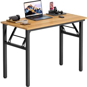 Need Office Computer Desk 35.8 Inch Sturdy Folding Laptop Table Teak