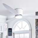 LUDOMIDE Ceiling Fans with Lights, Low Noise Reversible Airflow DC Motor 52 Inch Ceiling Fan with Remote Control, Flush Mount Ceiling Fan for for Bedroom, Living Room