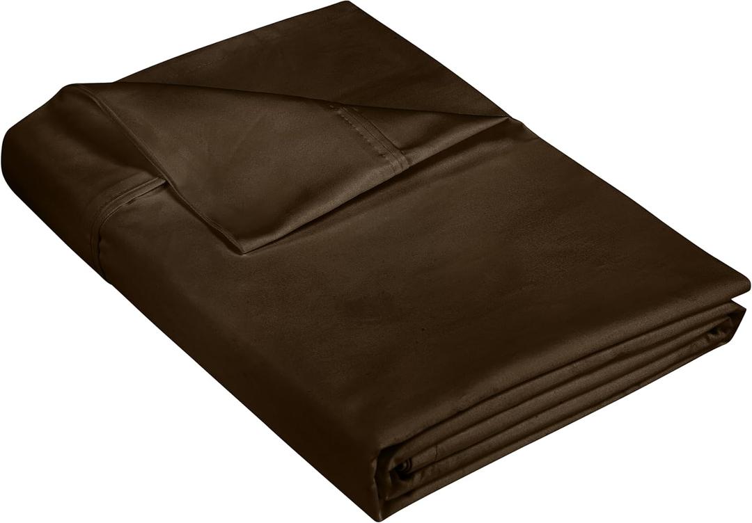 400 Thread Count 100% American Grown Cotton Chocolate Flat Sheet Only - Cooling Sheets - Luxury Sateen Weave - Queen Size Flat Sheet Sold Separately - Super Soft Cotton Top Sheets (Queen, Hazel Nut)