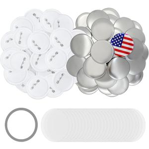 100 Sets 75mm Button Maker Supplies, 3 Inch Button Supplies Blank Badge Parts Includes Metal Covers, Plastic Backs& Clear Film, Compatible with Button Maker/Pin Press Machine