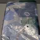 LQCOOL 4Pcs Blue Bathroom Set Geometric Shower Curtain Set Modern Art Shower Curtain for Bathroom with 12 Hooks, Bathroom Carpet Bath Mat and Toilet Rugs