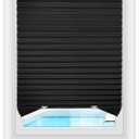 Zipcase 6 Pack Window Blackout Shades, 100% Shading Cordless Light Filtering Pleated Paper Shades, 36 in x 72 in(Fits Windows 19- 36), Black