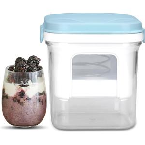 Greek Yogurt Strainer with Lid, Yogurt Maker, Yoghurt Filter with Ultra Fine Nylon Mesh Strainer & Pressure Filtration, 1.5Qt Thick & Creamy Greek Yogurt, BPA-Free, Aqua Blue