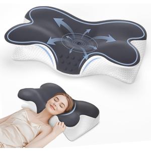Cervical Neck Pillow for Neck Pain Relief, Memory Foam Neck Pillow for Sleeping, Orthopedic Neck Support Pillow for Back Stomach Sleepers, Ergonomic Pillow with Pillow Covers