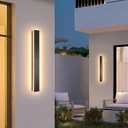 AioTio Modern Outdoor Wall Light for House,2pack 23.6inch Black LED Exterior Wall Sconces Lighting Fixtures, Outdoor Porch Light Fixture 3000K Long Linear Wall Light Outside Lighting for Patio, 2PC-2'' Wide-23.6in