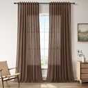 Nanspring Caramel Brown Linen Curtains 102 Inch Length 2 Panels Set Back Tab Rod Pocket Farmhouse Modern Elegant Rustic Semi Sheer Light Filtering Curtain Window Long Drapes for Living Room 52X102