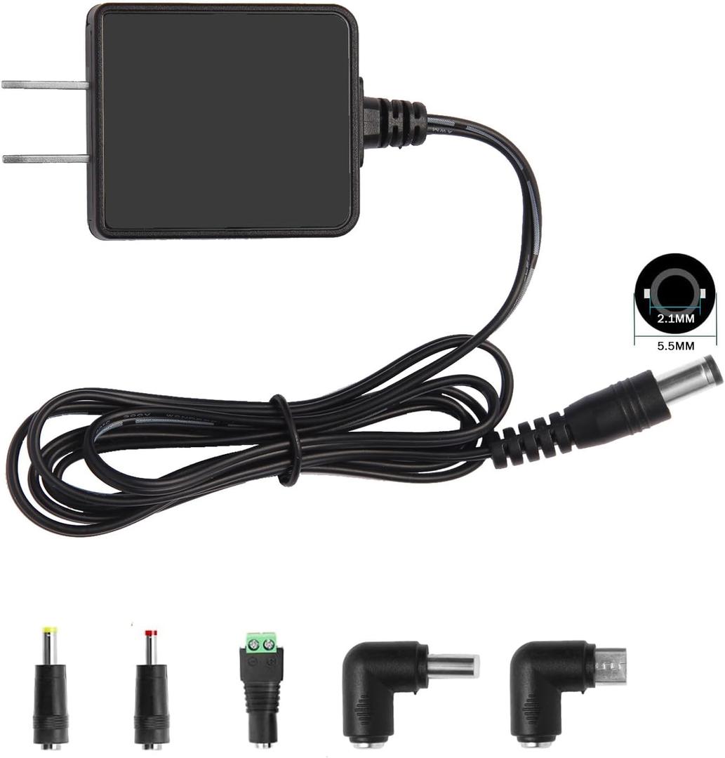 AC/DC Power Adapter, 5V 1A 5W, Universal Input 110V-240V, 5 Connectors, Black