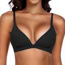 Werkiss Wireless Bralettes for Women No Underwire Bras Sexy V Neck Everyday Bra with Adjustable Straps (M)