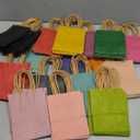 qiqee 100Pcs Mini Size Paper Gift Bags with Handles - 4.5"2.5"6" Kraft Small Party Bags - 16 Solid Colors