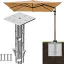Universal In-Ground Umbrella Base, Rust-Resistant Steel Concrete Holder, Space-Saving Design for Outdoor Offset Cantilever Upright Umbrella Stand