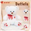 Teddy Bear Stuffed Animal, 15 inch Stuffed Teddy Bear with red Heart, White Teddy Bear Valentines Gifts for Girl, Girlfriend, Women, Boyfriend on Valentine's Day, Mother's Day