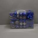 130pcs Christmas Ball Ornaments Set, Shatterproof Christmas Tree Ball Ornament Decoration, Plastic Xmas Ornaments Bulk Hanging Balls, Holiday, Home, Wedding Party, Blue and Silver