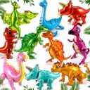 10 Pack Large Dinosaur Balloons for Birthday Party Decor 22-35 in Foil Giant 3D Self Standing Inflatable Blow up Dinosaur Balloons for Dino Jungle Theme Baby Shower Party Supplies