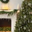 Landical 20 Pack Clear Glass Christmas Ornaments Chandelier Crystals Teardrop Hanging Ornaments Drop Pendant for Christmas Tree Winter Wedding Party Centerpieces Decoration