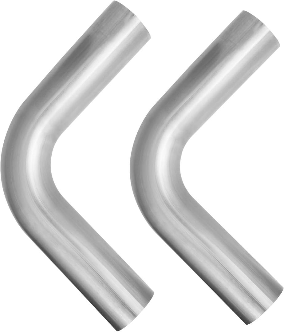 SVULK 2.5" OD 90 Degree Exhaust Pipe Stainless Steel Mandrel Bend Elbow, 2.5 Inch DIY Custom Exhaust Bend Pipe Tube for Universal Fit, 5.9"/150mm Leg Length, 2PCS