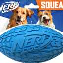 Nerf Dog Tire Squeak Football Outdoor Dog Toy, 6 Inch Dog Football Squeaking Toy for Medium and Large Breeds, Blue