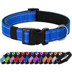 Reflective Dog Collar Padded with Soft Neoprene Breathable Quick Release Basic Dog Collars for Medium Dogs Blue Boy Girl (M: Width 3/4" Neck 14-20.5")