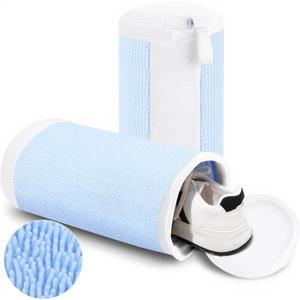 Dntorx Shoe Washing Machine Bags, 2 PCS Reusable Blue+White Chenille Laundry Bags for Washing Machine, 360 Wrap-Around Clean Shoe Laundry Bags with Hidden Zipper