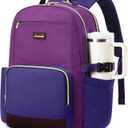 LOVEVOOK Laptop Backpack for Women with Pouch Pocket for Large Capacity Cup,15.6 Inch Laptop Computer Bag Travel Backpack Purse,Waterproof Work Business College Teacher Backpack,Purple Red-Blue Purple