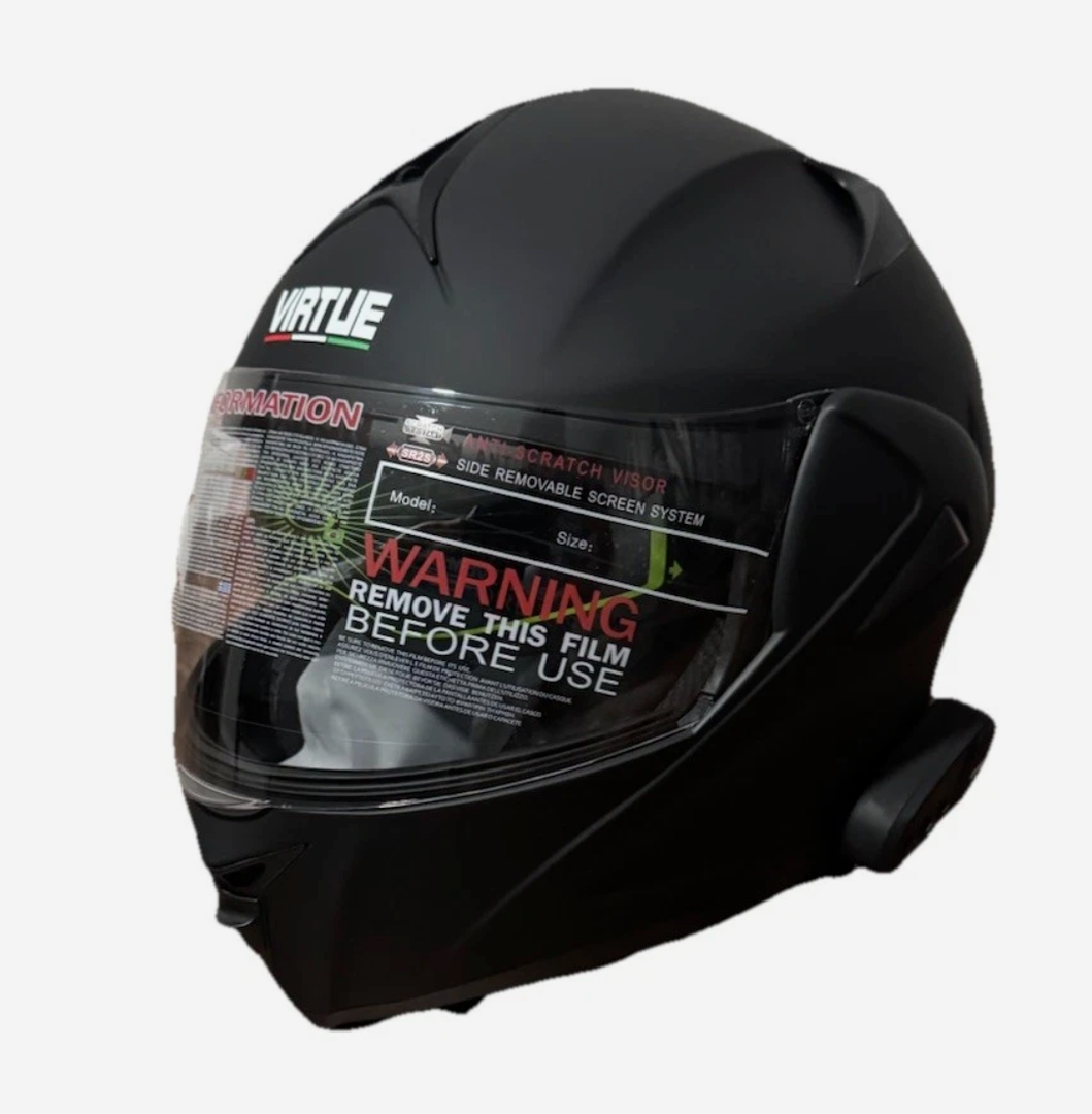 Motorcycle Helmet Modular Flip Up Full Face Virtue MD808 W/ BT Wireless Earphone