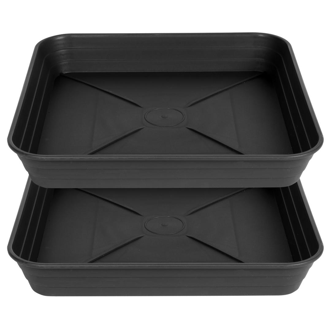 Feyvdzv 2 Pack Square Plant Saucer Tray 12 inch, Heavy Duty Plastic Plant Saucers for Indoors Outdoor, Flower Plant Drip Trays for Pots, Square Seed Starting Tray, Seedling Growing Trays