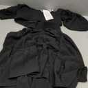 Women's Summer Dresses Square Neck Casual Short Sleeves Elastic Waist Party Mini Dress (Medium, Black)