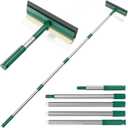 Squeegee for Window Cleaning, Window Squeegee for Home with 60" Long Handle, 2 in 1 Window Cleaner Sponge and Dual Side Blade Rubber, Window Cleaner Tool with Long Handle for Glass, Shower, Windshield (11"-32"-60", Green)