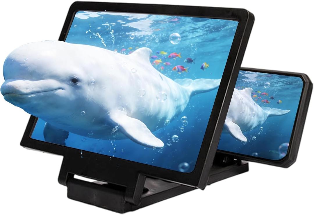 10" Big Screen Phone Magnifier, Screen Magnifier for Cell Phone, 3D HD Foldable Design Screen Magnifier Version for Movies, Videos and Gaming (Black)