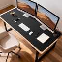 Leather Desk Pad Protector, Office Desk Mat, Large Mouse Pad, Non-Slip PU Leather Desk Blotter, Waterproof Computer Desk Writing Pad for Office and Home (Black, 47.2" x 23.6")