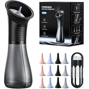 Ear Wax Removal with LED Display, Temodu Electric Ear Cleaner, Rechargeable Earwax Remove Removal Ear Irrigation System, 3 Pressure Modes Ear Cleaning Earwax Removal (12 Disposable Tips)