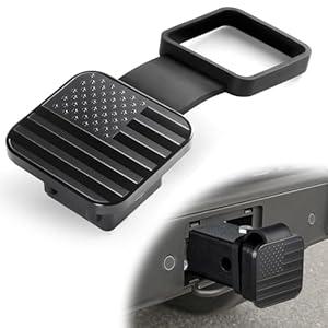 UYYE 2 Inch Rubber Trailer Hitch Cover, American Flag Rubber Tow Tube Cover Plug Cap, Car Exterior Accessories Fits for Most Vehicles Hitch Receivers, Hitch Cover Tube Plug Cap (Black)