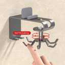 360Rotating Kitchen Utensil Rack n Phone Stand| Wall Mount Free Drilling Adhesive Utensils Hanging Holder with 6 Hooks| for Kitchen Tools n Gadgets