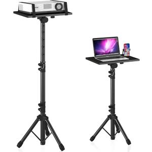 Projector Stand Tripod from 23" to 46", Laptop Tripod Stand Height Adjustable with Gooseneck Phone Holder, Laptop Floor Stand for Office, Home, Stage, Studio, DJ Racks Holder Mount (A23"-46", Black)