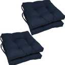 Blazing Needles Solid Twill Square Tufted Chair Cushions (Set of 4), 16", Navy