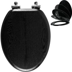Angol Shiold Toilet Seat ELONGATED Black Wood Veneer 18.5“